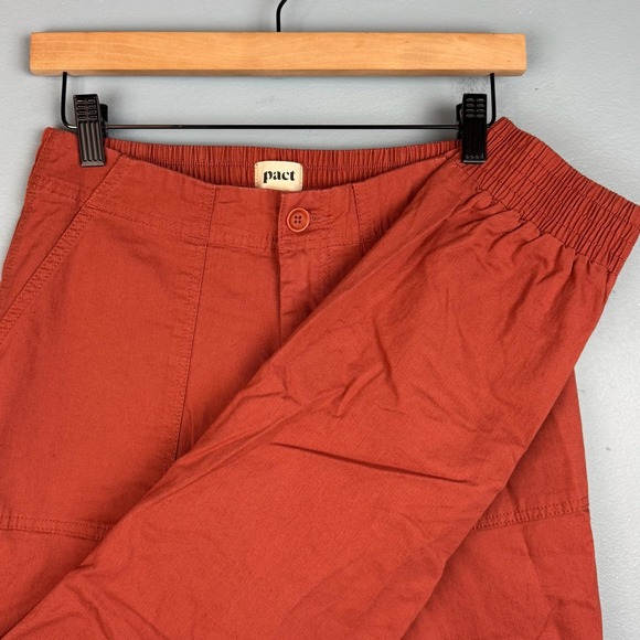 Pact Pants - Pact Woven Twill Utility Joggers Womens Small Orange High Waisted Cotton Pants‎
